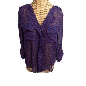 Women's Sheer Purple & Orange Blouse Size Large by Timing